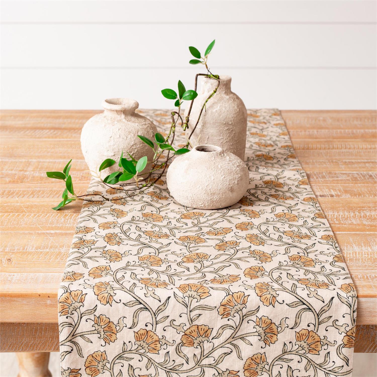 Block Print Floral Table Runner