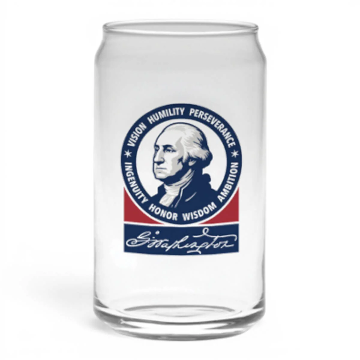 George Washington Seven Attributes Glass Can