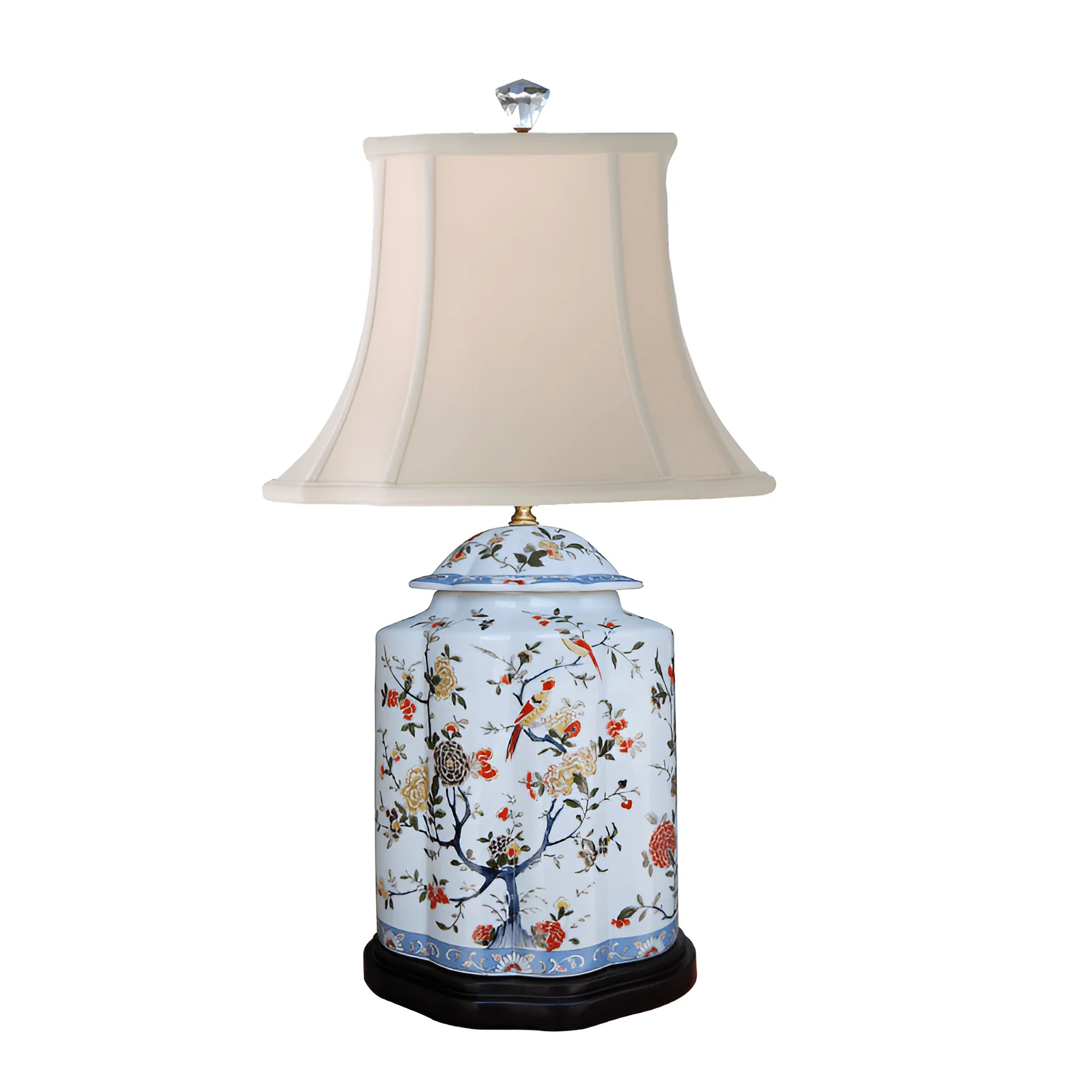 Porcelain European Floral Scallops Jar Lamp