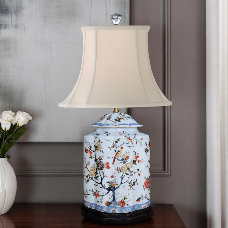 Porcelain European Floral Scallops Jar Lamp - Image 2