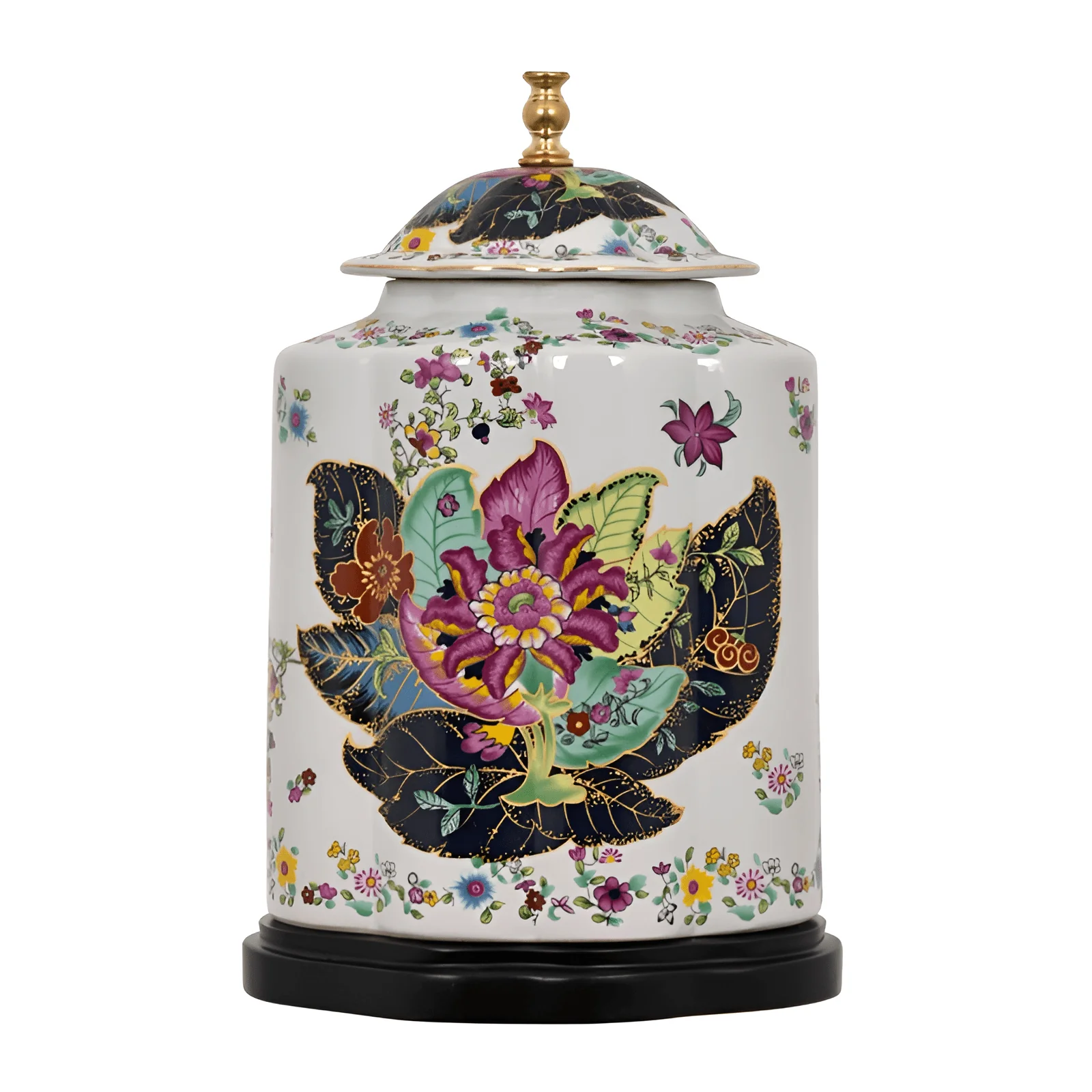 Porcelain Tobacco Leaf Scallops Jar Lamp - Image 3