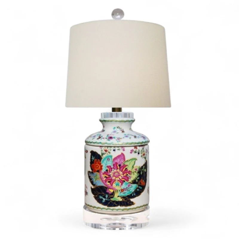 Porcelain Tobacco Leaf Lamp- Clear Base