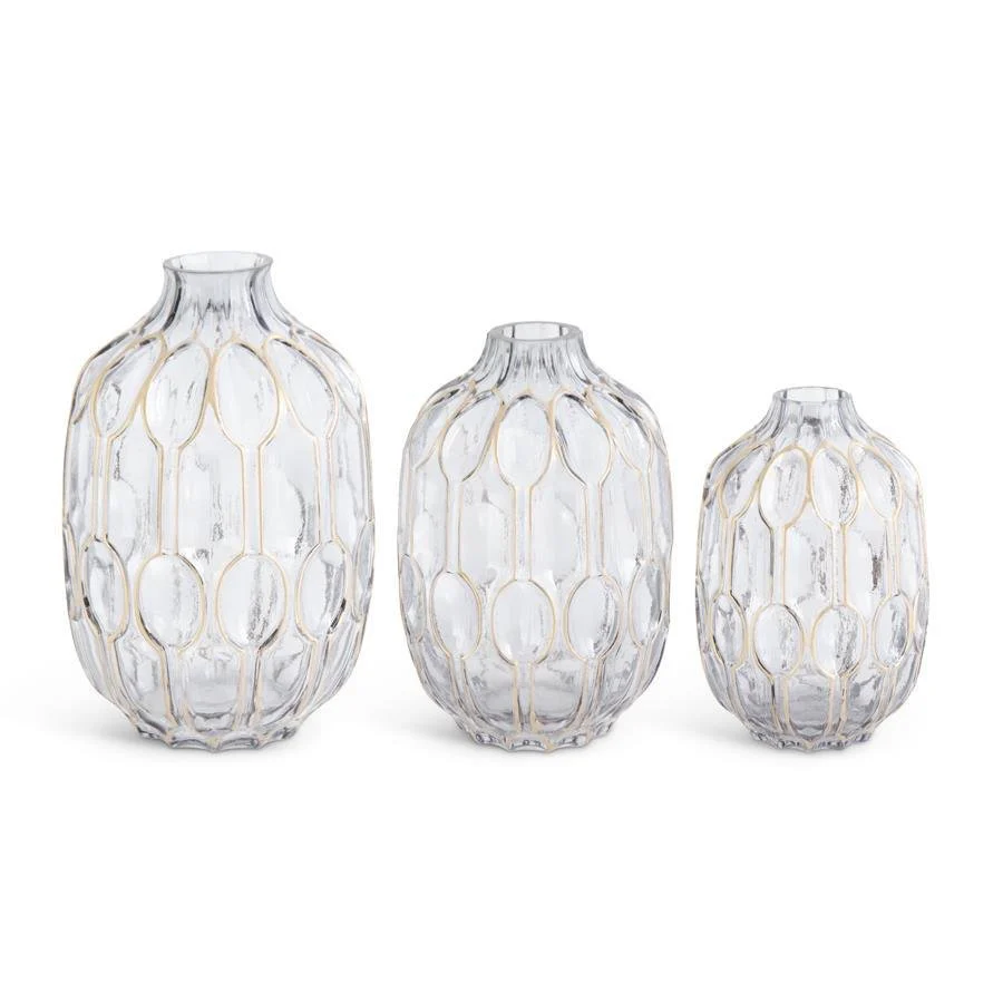 Gold Embossed Glass Vase - Assorted Sizes - Image 2