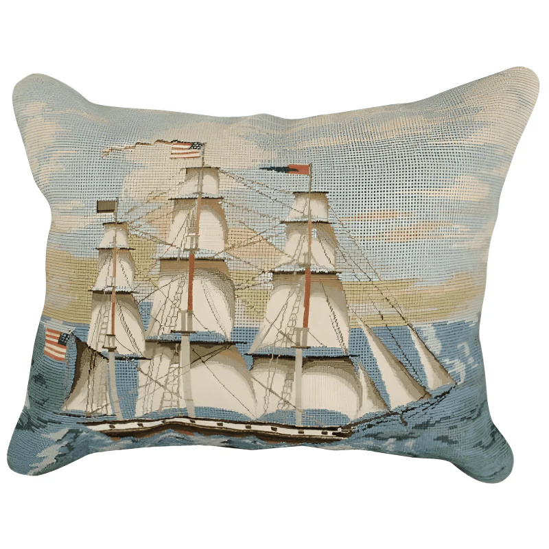 Ship at Full Mast Wool Pillow By Michaelian Home
