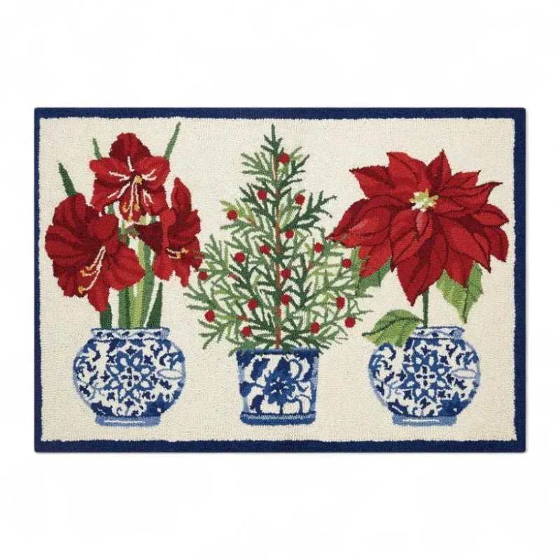 Holiday Chinoiserie Hooked Rug 2X3
