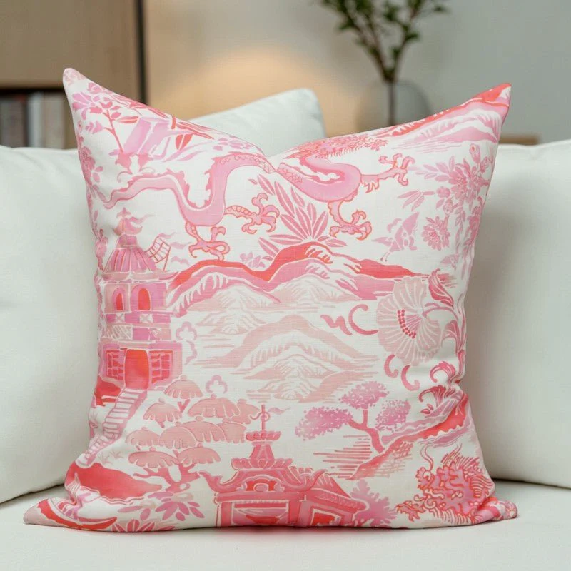 Gardens of Chinoiserie Pillow Cover– Cherry Blossom Pink