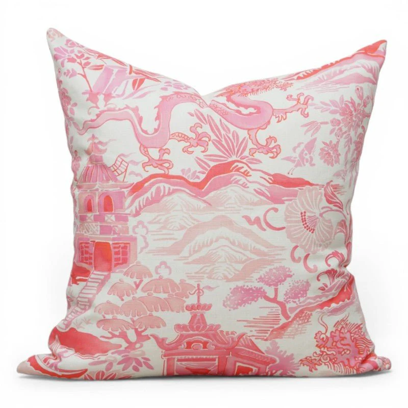 Gardens of Chinoiserie Pillow Cover– Cherry Blossom Pink - Image 2