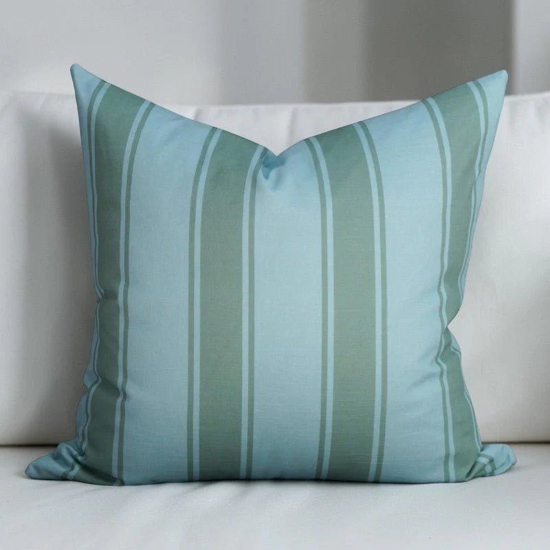 Riviera Stripes Pillow – Blue & Moss