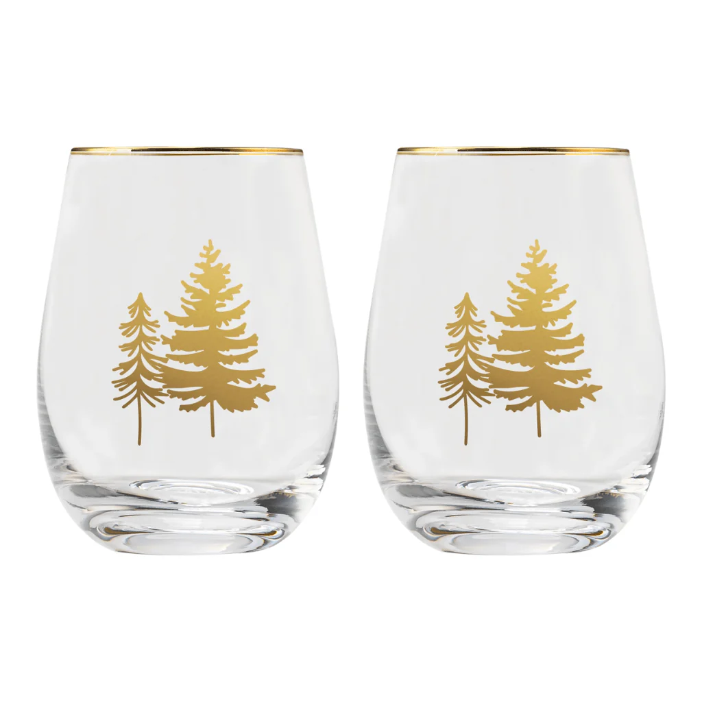 Gold Tree Stemless Wine Glasses – Set of 2 - Image 2
